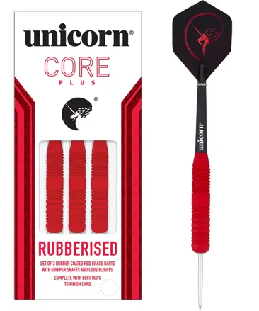 Unicorn šipky Core Plus Rubberised Red steel 25g