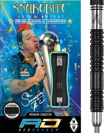 Red Dragon šipky Peter Wright Snakebite Double World Champion SE Black steel 24g