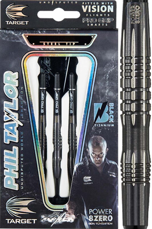 Target šipky Phil Taylor 8zero titanium black 18g soft