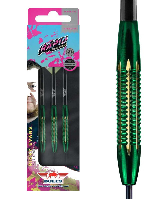 Bulls NL šipky Ricky Evans Brass Green steel 21g