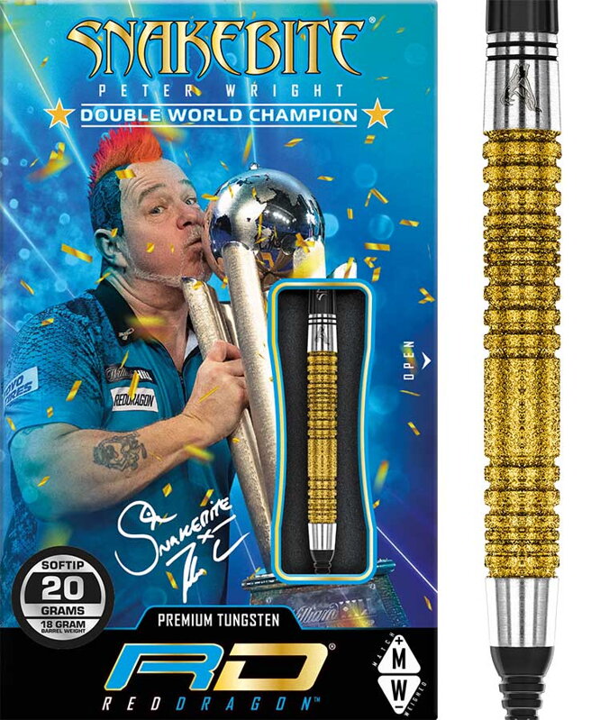 Red Dragon šipky Peter Wright Snakebite Double World Champion SE Gold Plus soft 20g